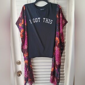 Upcycled Graphic "I Got This" Tshirt Poncho